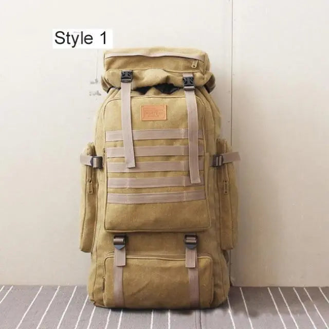 60L Large Tactical Canvas Backpack